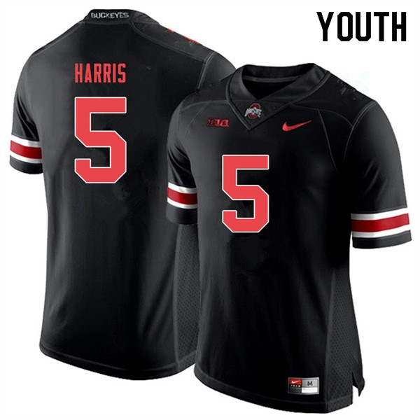 Ohio State Buckeyes Jaylen Harris Youth #5 Blackout Authentic Stitched College Football Jersey